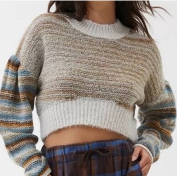 Urban Outfitters Beige and Blue Striped Sweater - Picture 3 of 10